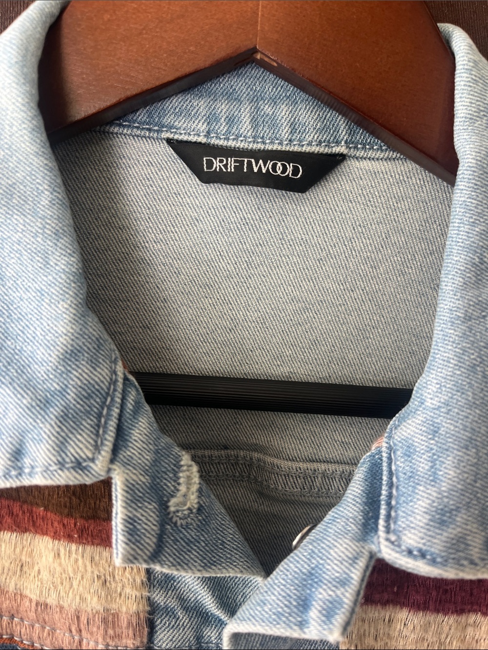 DRIFTWOOD Light Blue Denim Jacket with Western Sunset Detail